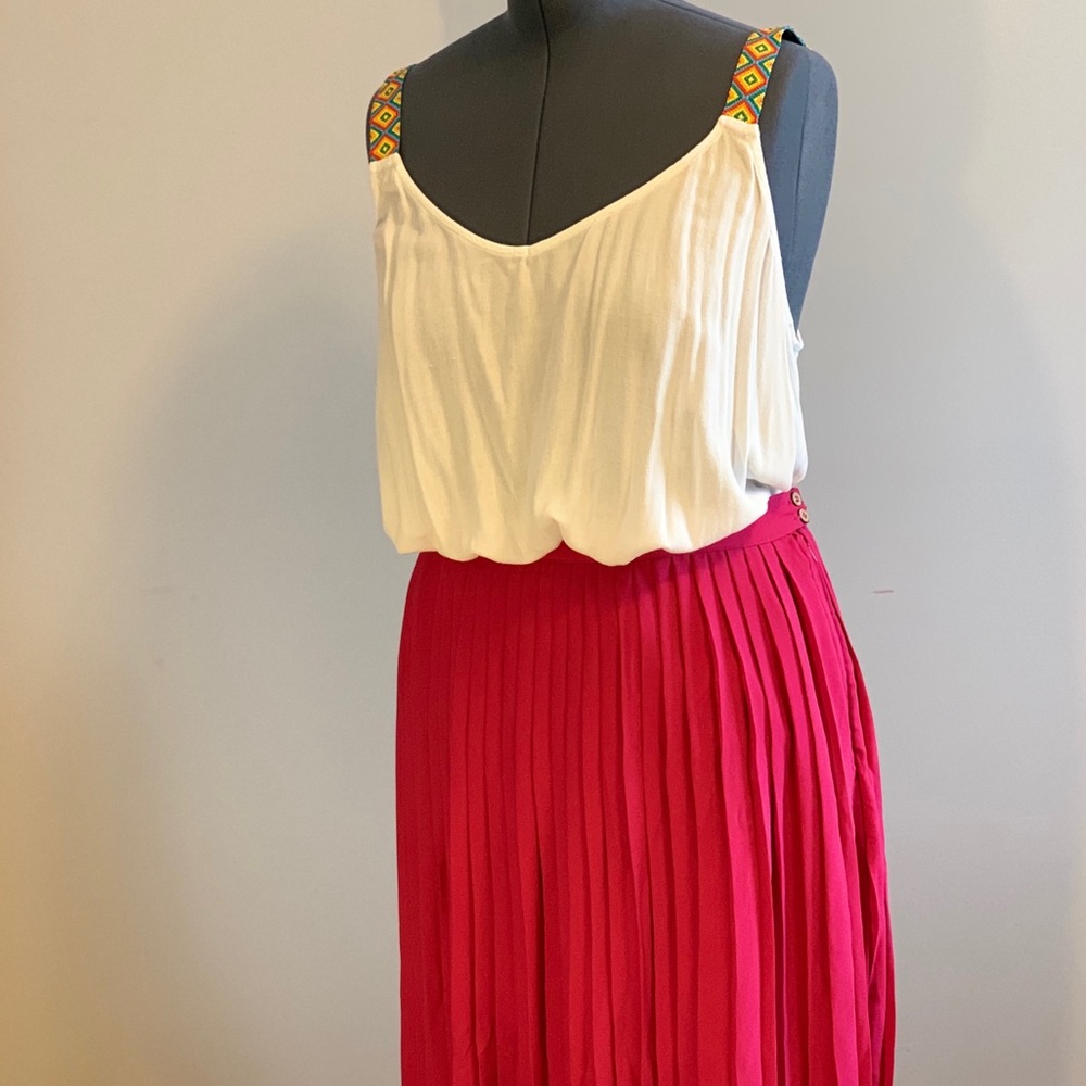 Rainbow white flowy strap crop top